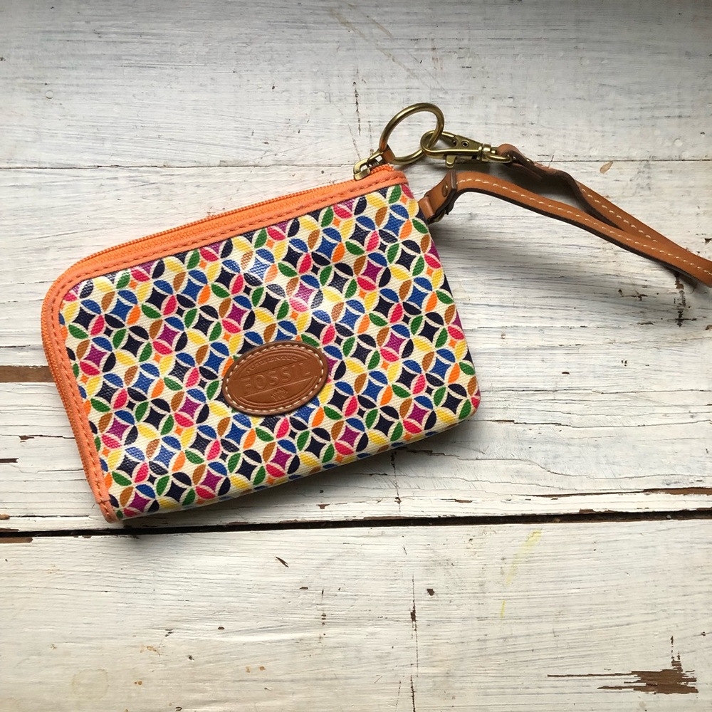 Fossil Key Per Multi Colored Zip Around Wristlet … - image 2